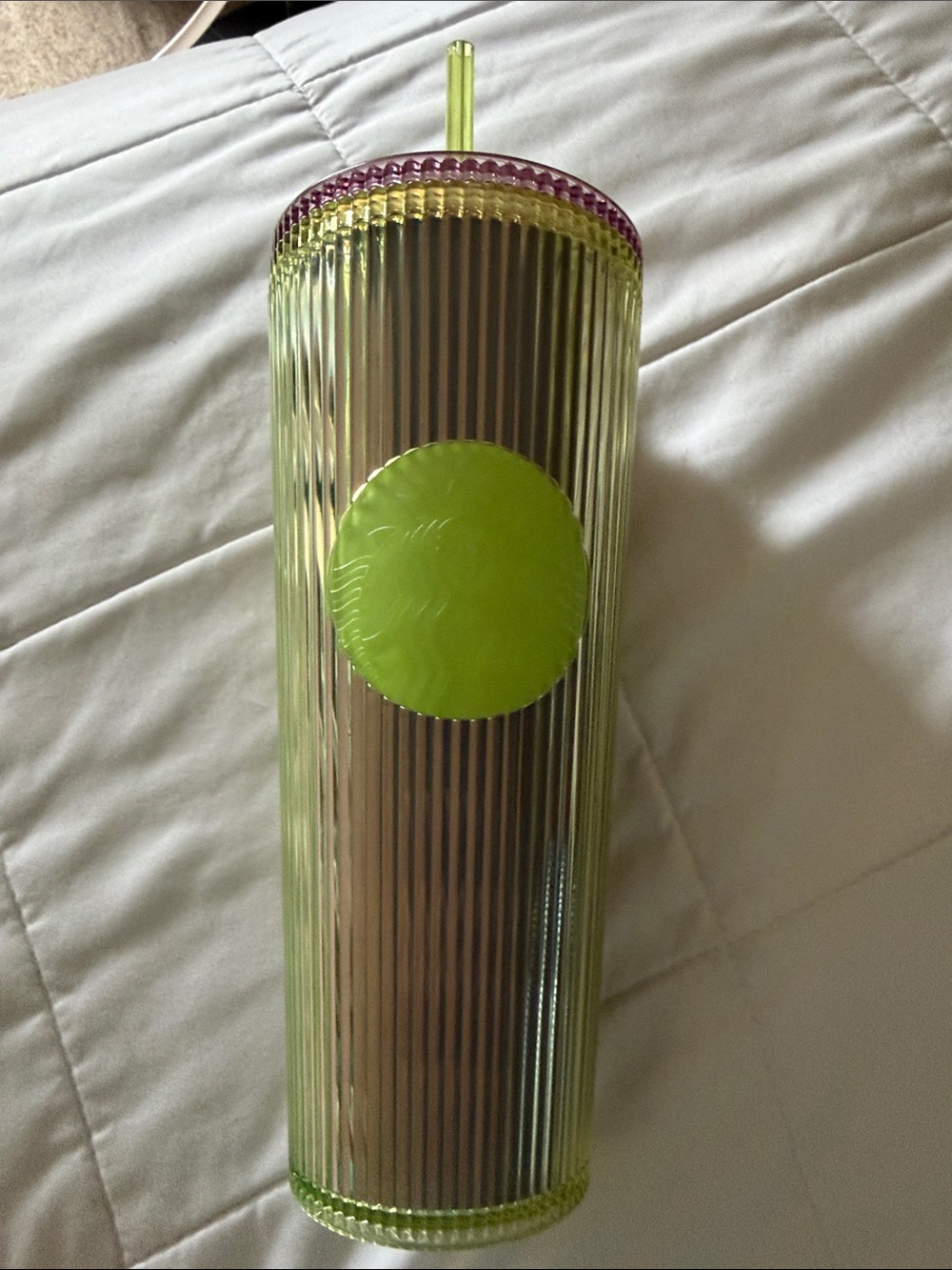 New Starbucks Lime green/purple ribbed 24oz tumbler